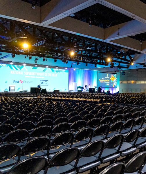 Image of an exhibit hall before a major event