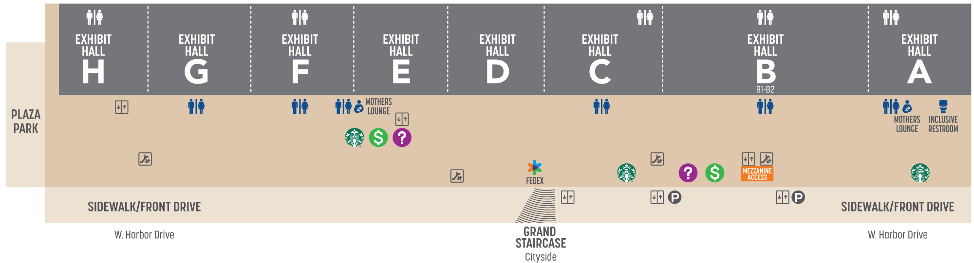 San Diego Convention Center Building Map – Ground Level