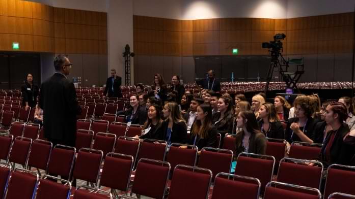 SDSU students in Ballroom about to watch an audio/visual demonstration.