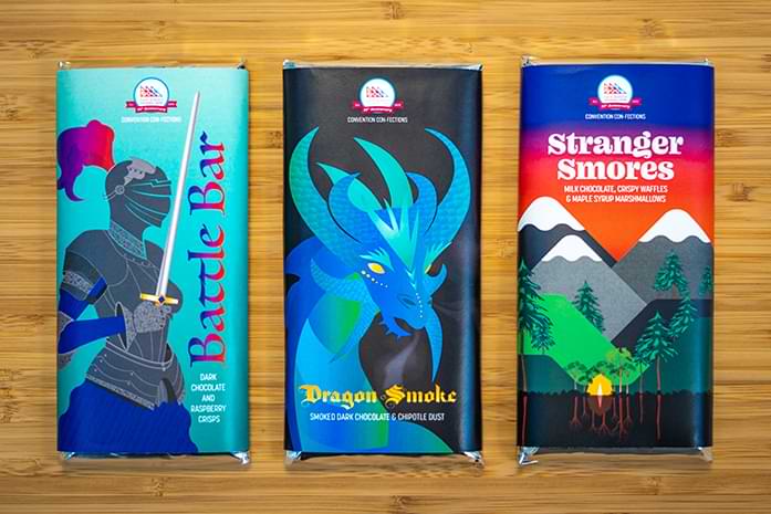 Three new bars for comic-con are displayed. They are the Battle Bar, Dragon Smoke and Stranger Smores