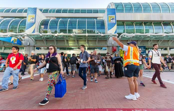 Front of Convention Center with attendees 