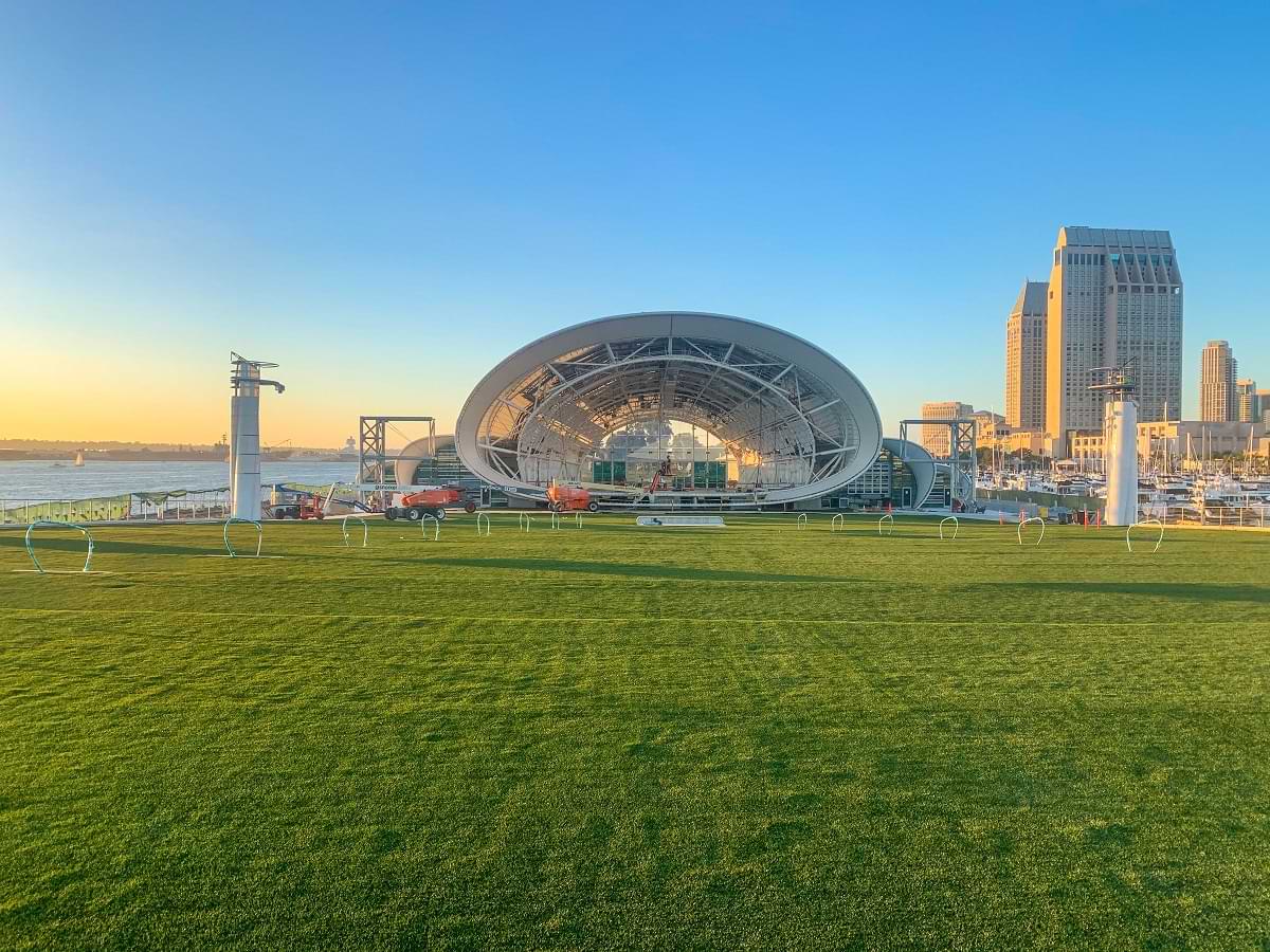 The turf lawn in front of The Shell  