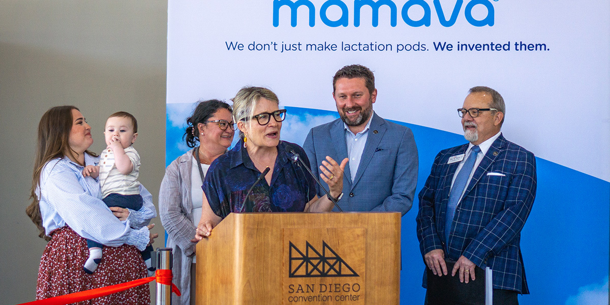 Sascha Mayer, co-founder of Mamava, gave remarks at the ribbon cutting ceremony.